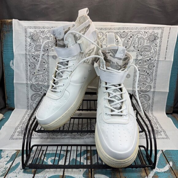 RARE Nike SF AF1 Mid Premium Urban Soldier White Camo AA1129 100 Men\'s Sz 10.5